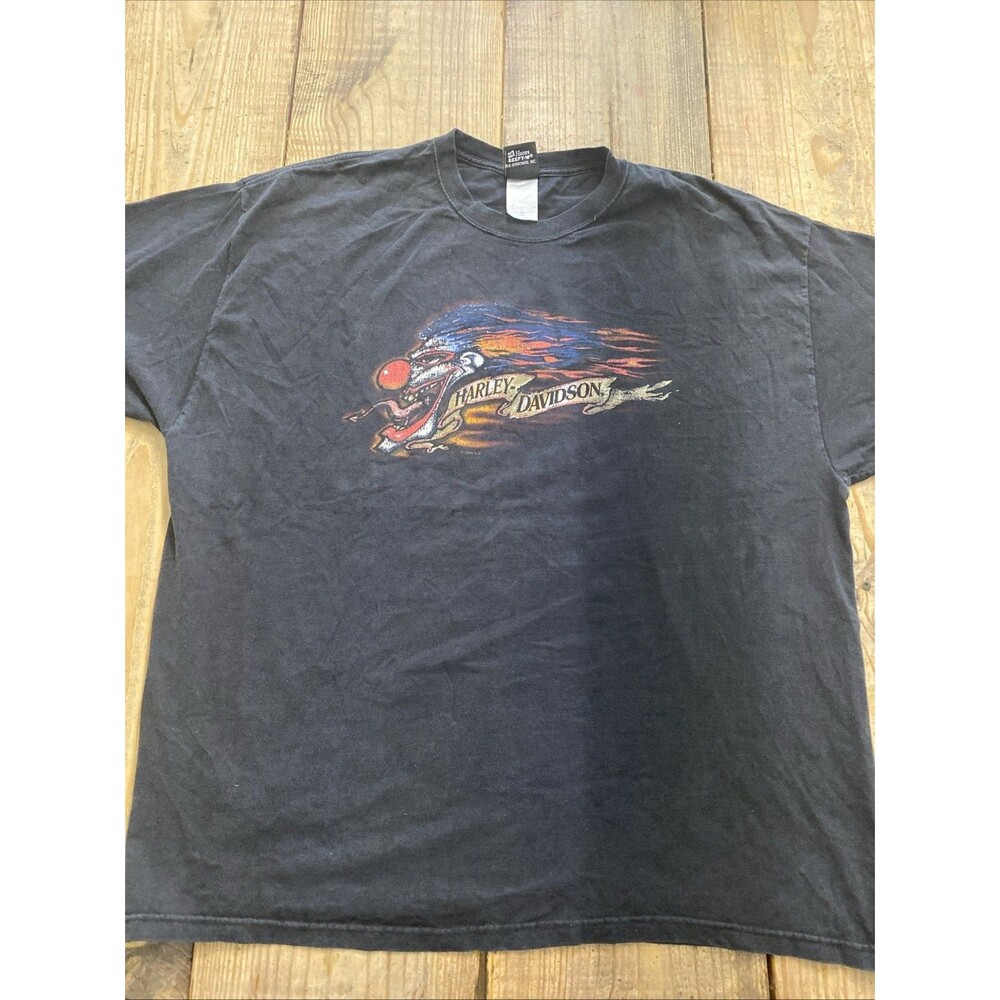 Vintage Y2K Harley Davidson Flaming Clown Black Canyon Faded Black Tee 3XL